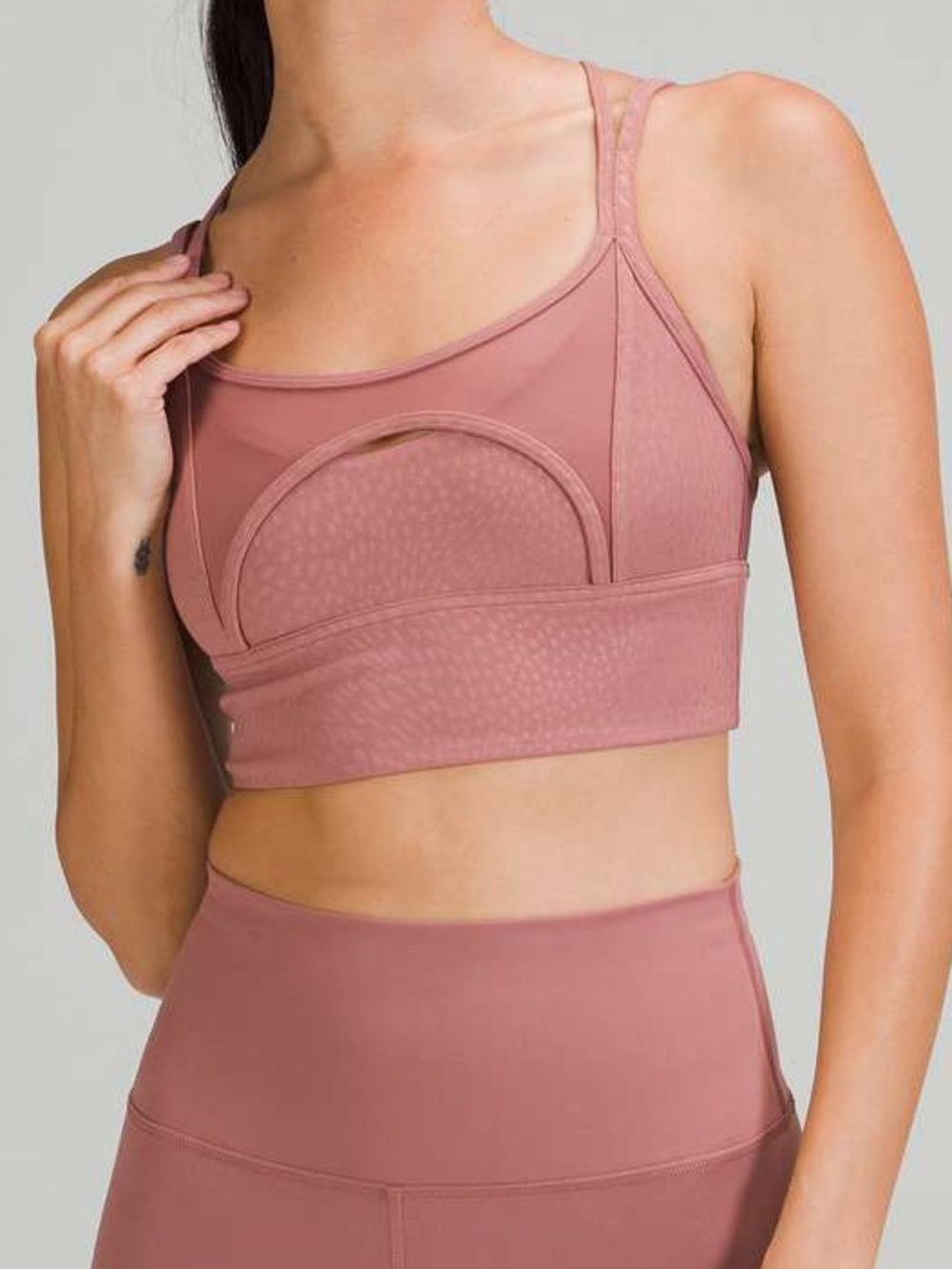 Lululemon Nulu and Mesh Yoga Sports Bra Light Support A/B cups Spiced Chai